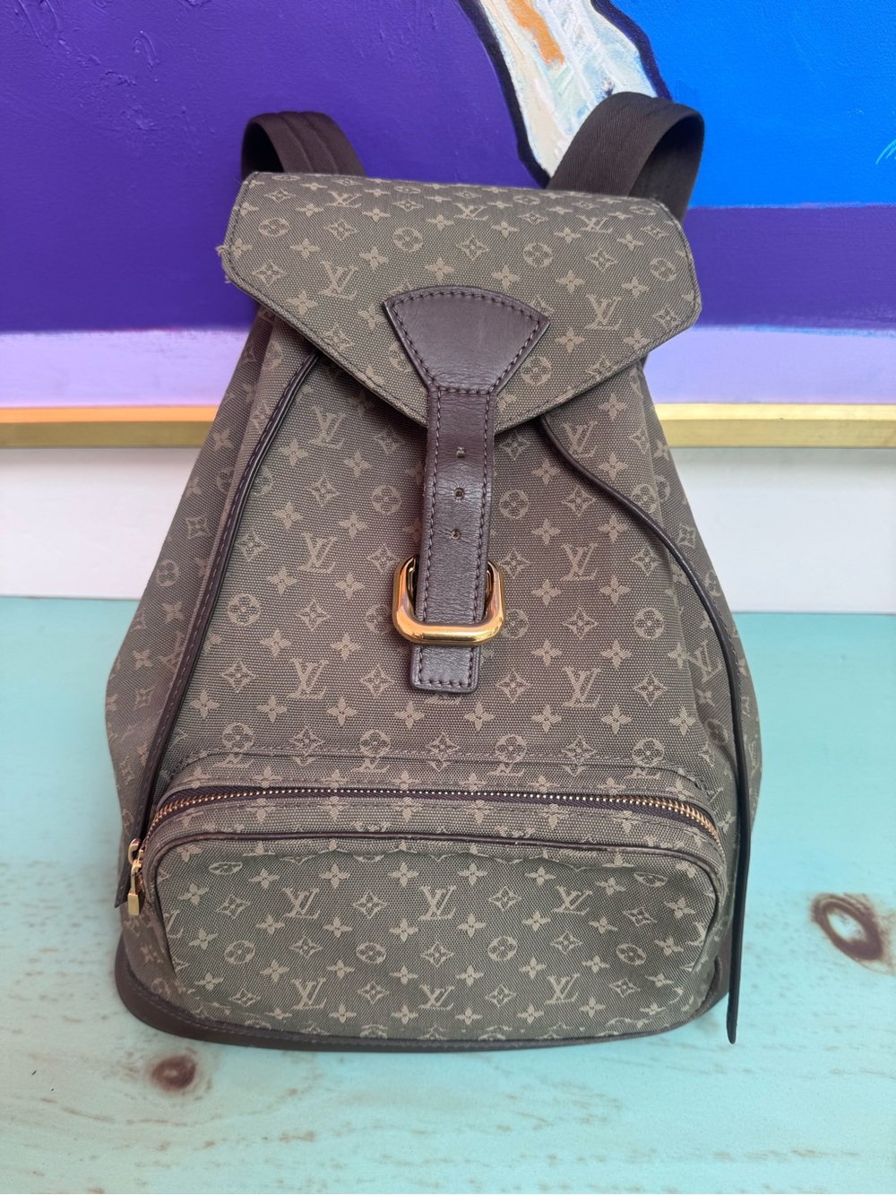 Vintage Louis Vuitton Monogram Mini Lin Montaoursis Backpack.